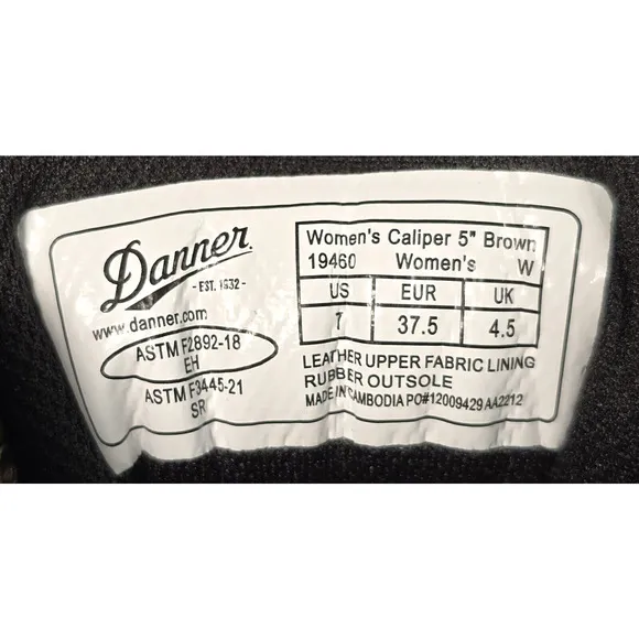 Danner Womens Size 7 W Caliper 5&quot; Brown Leather Waterproof Work Boots 19460