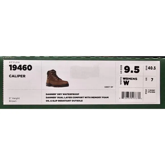 Danner Womens Size 9.5W Caliper 5&quot; Brown Leather Waterproof Work Boot 19460 USA