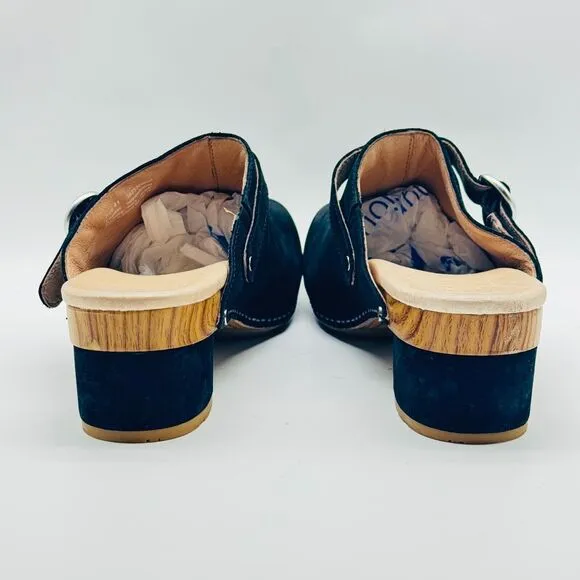 Dansko Clogs Womens 41 US 10.5 11 Black Suede Mules Casual Comfort Shoes NEW
