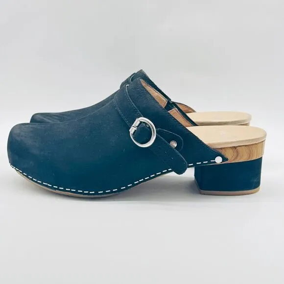 Dansko Clogs Womens 41 US 10.5 11 Black Suede Mules Casual Comfort Shoes NEW