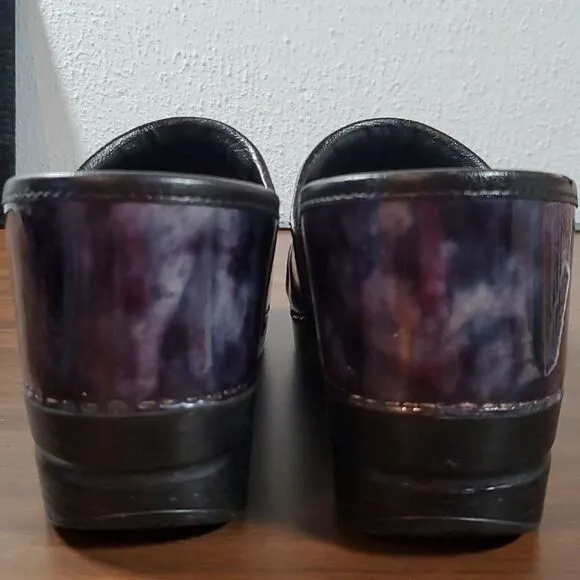 Dansko Professional Blue Marbled Patent Leather Nurses Doctor Fun Clogs Shoes 41