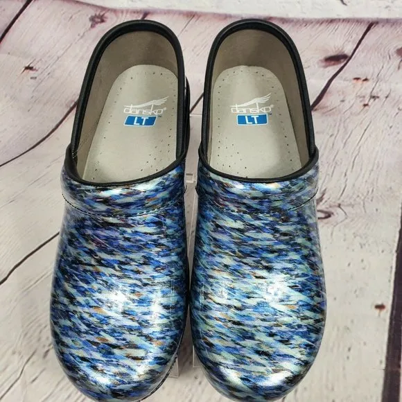 Dansko Women's Size US 6.5 - 7 Eur 37 LT Pro Blue Waves Clogs Shoes