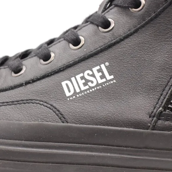 Diesel S-ATHOS DV Mid Men's Size 12 Black Sneakers Zip Lace Up Shoes RN93243