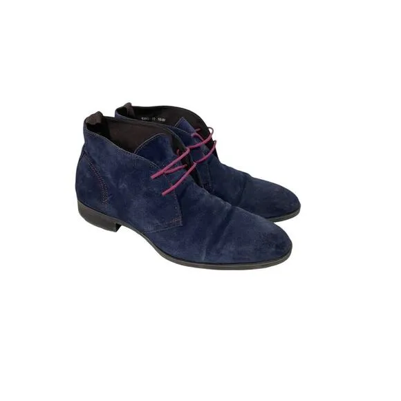 Donald J Pliner Siro-02 Navy Suede Mens Chukka Boots Dress Shoes Size 10.5M