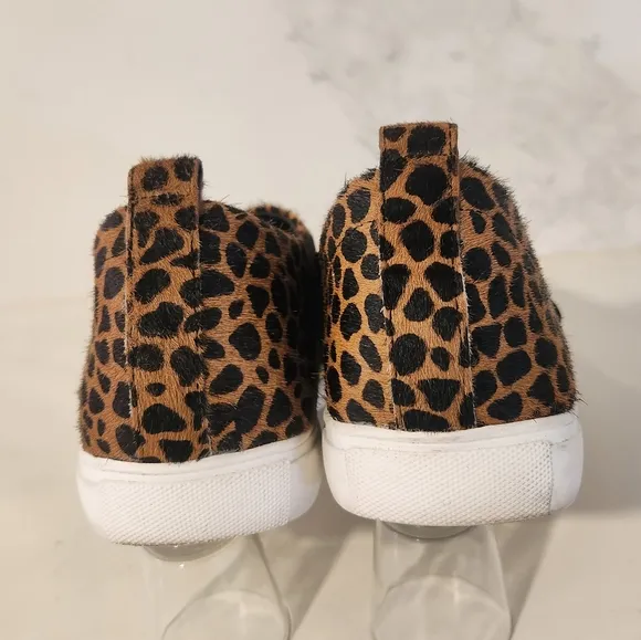 Donald Pliner Leopard Print Hairy Calf Brown Black Slip-On Flats Shoes Size 8.5M