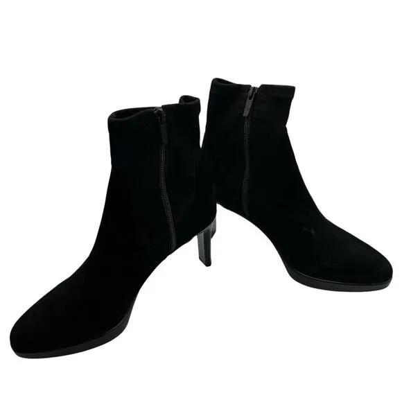 Donald Pliner Size 9 Italia Suede Boots Bootie Black 3&quot; Stiletto Heel Zip Ankle