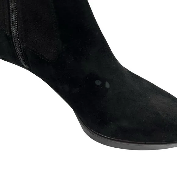 Donald Pliner Size 9 Italia Suede Boots Bootie Black 3&quot; Stiletto Heel Zip Ankle