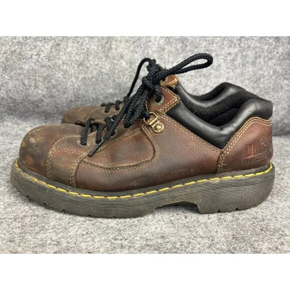 Dr. Doc Martens Industrial Steel Toe Safety Shoes Men's 9 Brown Leather 1993
