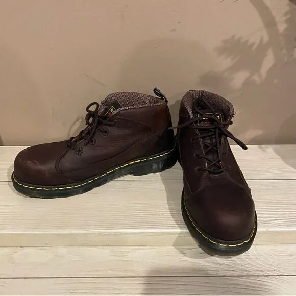 Dr Martens Brown Industrial Steel Toe Safety Boots Size U.S. M 9 / W 10 EUC