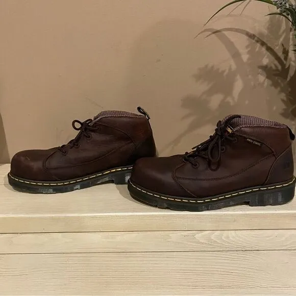 Dr Martens Brown Industrial Steel Toe Safety Boots Size U.S. M 9 / W 10 EUC