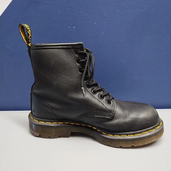 Dr Martens Safety Boots Unisex 5M/6W Black Slip Resistant Round Toe Lace Up EUC