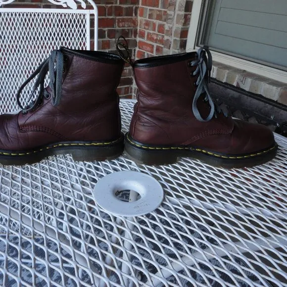 DR MARTENS Women's Red Leather 1460SR Safety Ankle Boots Size 7