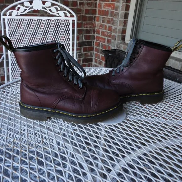 DR MARTENS Women's Red Leather 1460SR Safety Ankle Boots Size 7