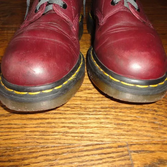 DR MARTENS Women's Red Leather 1460SR Safety Ankle Boots Size 7