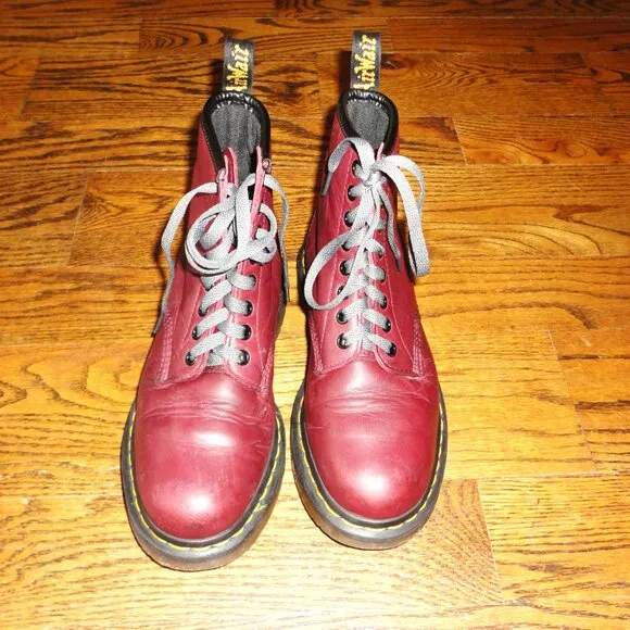 DR MARTENS Women's Red Leather 1460SR Safety Ankle Boots Size 7