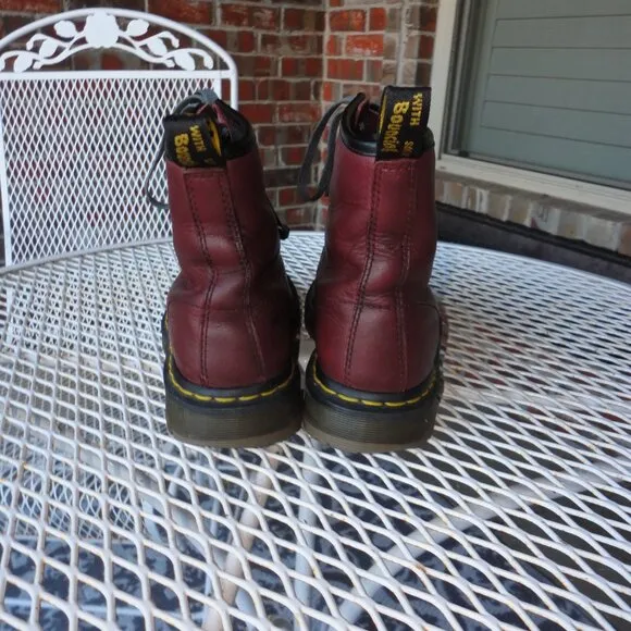 DR MARTENS Women's Red Leather 1460SR Safety Ankle Boots Size 7