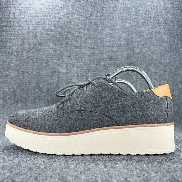 Dr Scholls Lillian Gray Flannel Platform Wedge Oxford Comfort Shoes Womens 10