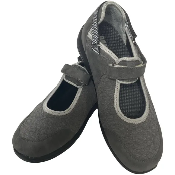 Drew Women’s Buttercup Grey Combo Orthopedic Self Adhesive Strap Comfy Shoes 9.5