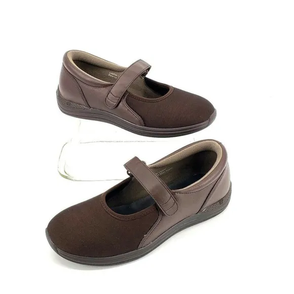 Drew Womens Orthopedic DiabeticBrown Flat Mary Janes Shoes Size 8.5 M