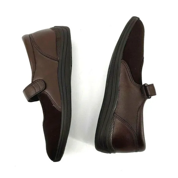Drew Womens Orthopedic DiabeticBrown Flat Mary Janes Shoes Size 8.5 M