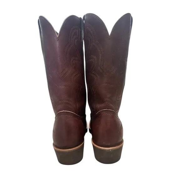 Durango Wellington Leather Boots Men 8.5 Brown Safety Toe Workwear Oil Resistant