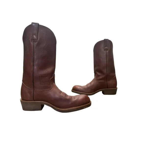 Durango Wellington Leather Boots Men 8.5 Brown Safety Toe Workwear Oil Resistant