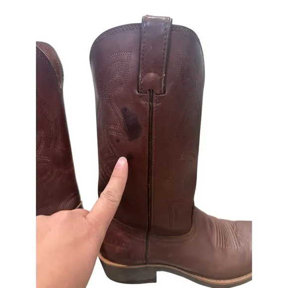 Durango Wellington Leather Boots Men 8.5 Brown Safety Toe Workwear Oil Resistant