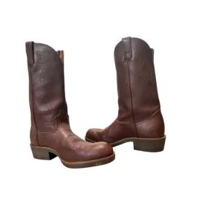 Durango Wellington Leather Boots Men 8.5 Brown Safety Toe Workwear Oil Resistant