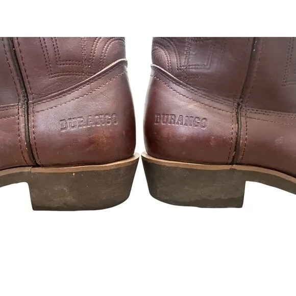 Durango Wellington Leather Boots Men 8.5 Brown Safety Toe Workwear Oil Resistant