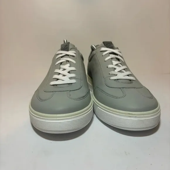Ecco Comfort Sneakers Gray Leather Lace Up Shoes Mens Size EU 47 US 13 13.5