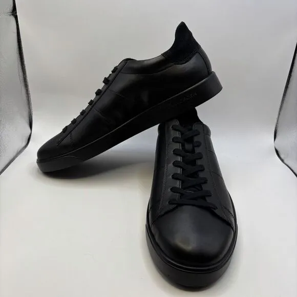 ECCO Men's Street Lite Retro Sneaker Black Leather Shoes EU 47 Size 13 - 13.5 US
