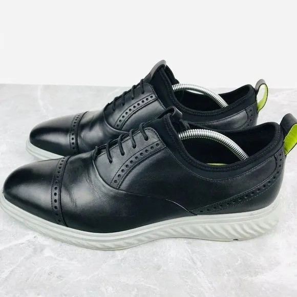 ECCO ST.1 Hybrid Lite Luxe Tie Oxford Mens‎ Size 11 Shoes Black Leather Cap toe