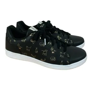 ED Ellen DeGeneres Womens Shoes Leather Chaboss Animal Sneaker Black Gold Sz 12