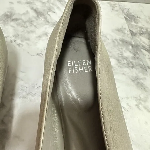 Eileen Fisher Cap Toe Gray Leather Shoes Womens 8.5
