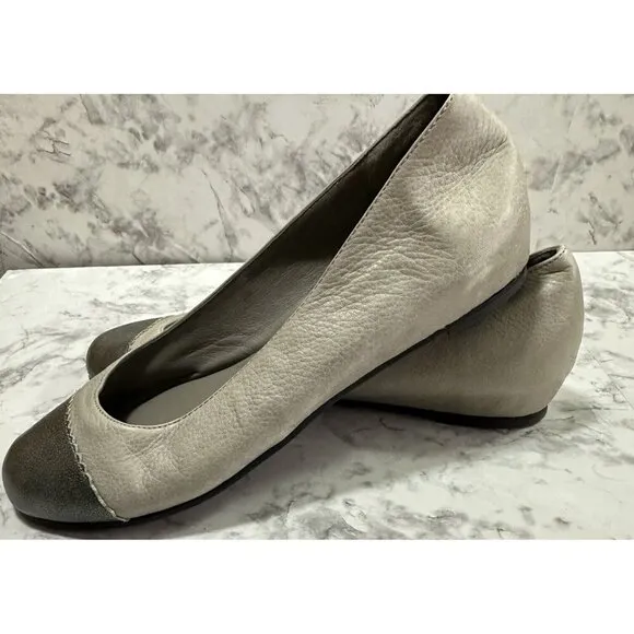 Eileen Fisher Cap Toe Gray Leather Shoes Womens 8.5