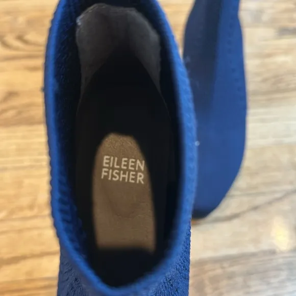 Eileen Fisher Womens Purl Navy Pull On Heels Dress Sock Boot Shoes
