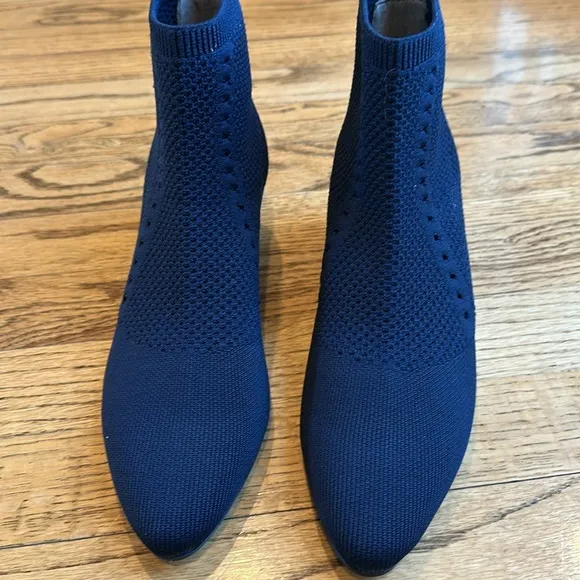 Eileen Fisher Womens Purl Navy Pull On Heels Dress Sock Boot Shoes