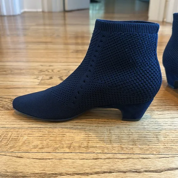 Eileen Fisher Womens Purl Navy Pull On Heels Dress Sock Boot Shoes