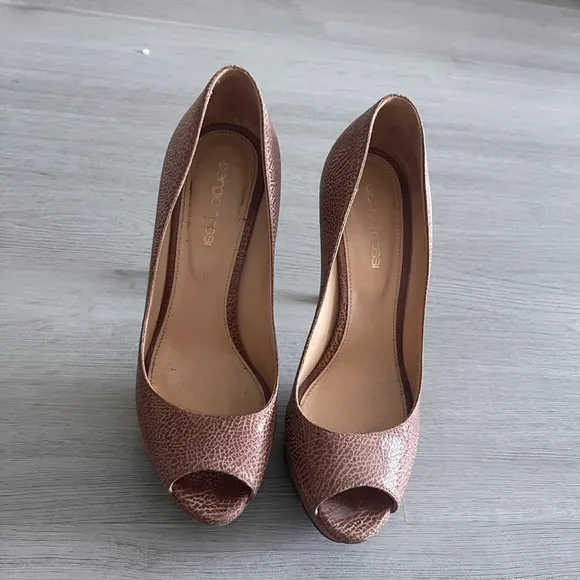 Elegant Brown Peep-Toe Stilettos