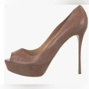 Elegant Brown Peep-Toe Stilettos