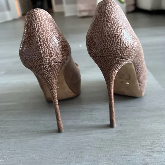 Elegant Brown Peep-Toe Stilettos