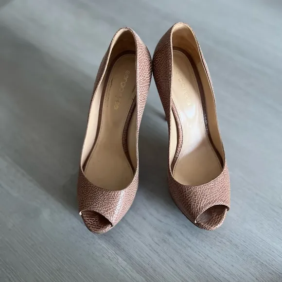 Elegant Brown Peep-Toe Stilettos