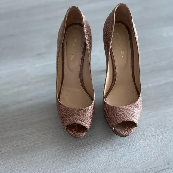 Elegant Brown Peep-Toe Stilettos