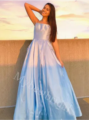 Elegant Strapless Sleeveless A-line Prom Dresses,PDS0964