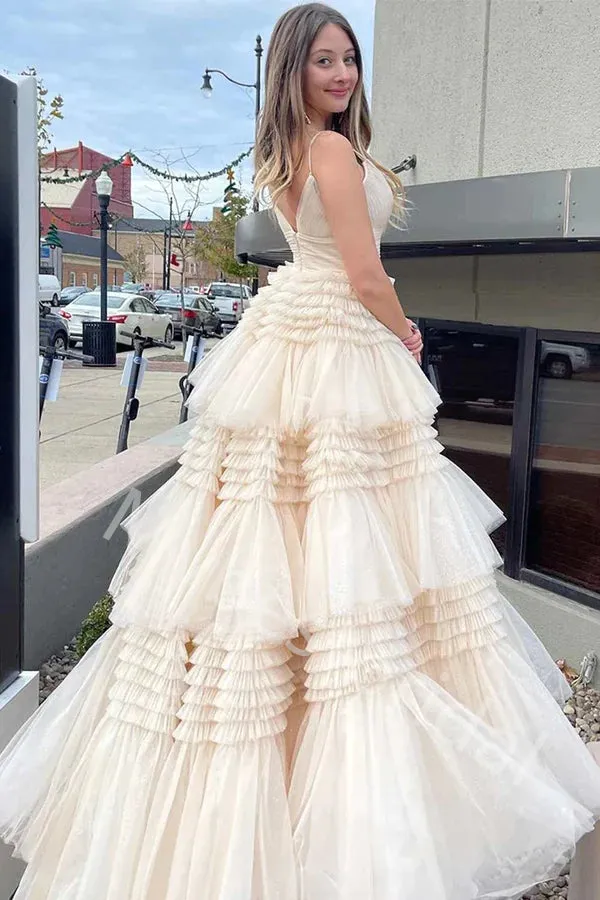 Elegant V-neck Sleeveless Side slit A-line Long Prom Dress,PDS1126