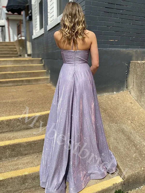 Elegant V-neck Spaghetti straps A-line Prom Dresses,PDS0969