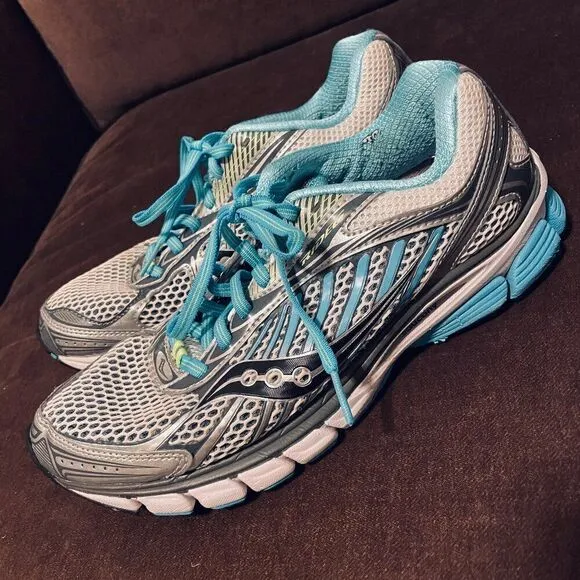 Excellent Saucony Womens Running Shoes Ride 6 Light Grey Silver Light Blue 8 US