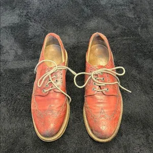 Exton Men's Red Brogue Italian Leather Shoes Size 9 EU 42