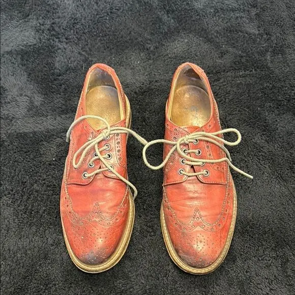 Exton Men's Red Brogue Italian Leather Shoes Size 9 EU 42
