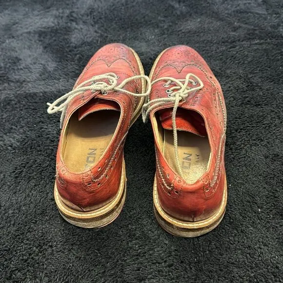 Exton Men's Red Brogue Italian Leather Shoes Size 9 EU 42
